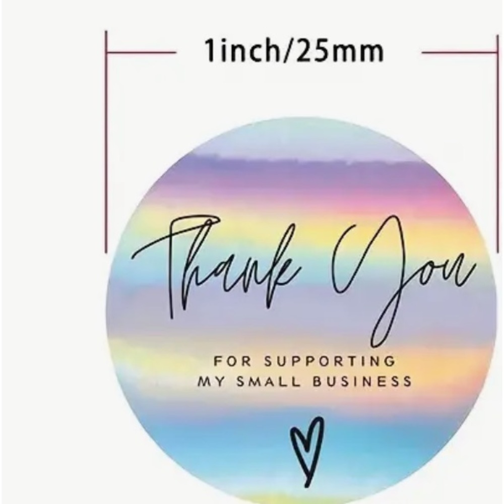 500 roll iridescent “THANK YOU” stickers